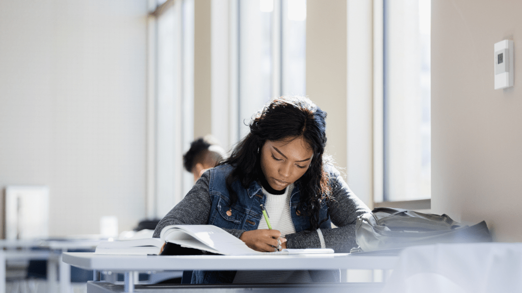 Student studying hard